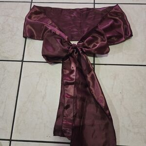 Elegant Burgundy Satin Sash with Bow